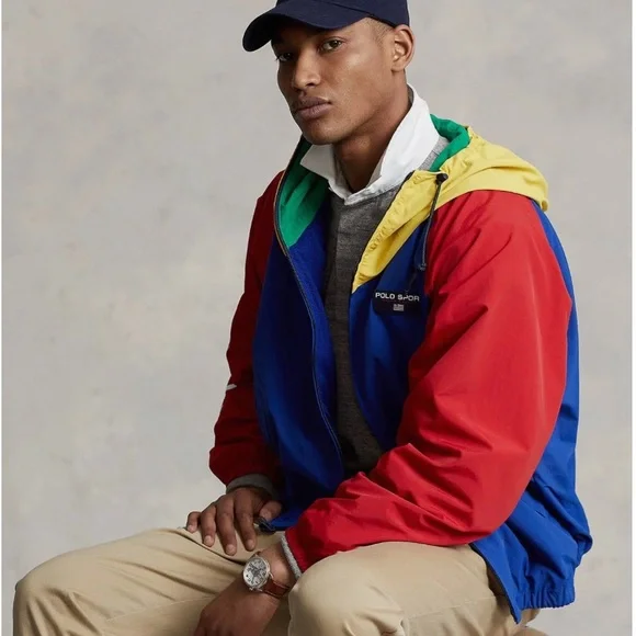 NWT POLO SPORT Ralph Lauren Colorblock Hooded Windbreaker Jacket size L - Picture 7 of 16